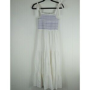 Lucky Brand Womens Dress Cotton Linen Smocked Lined Adjustable X-Small